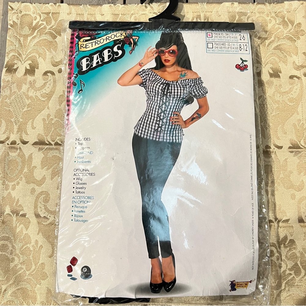Retro Rock Babs Babe Costume 50's Pin-Up Rockabilly Halloween Adult XS 2-6 NOS